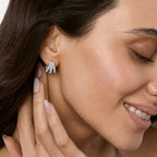 Brass 18K Rose Gold Three Way Huggie Earring Pair For Women Bulk