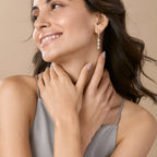 Brass 18K Rose Gold Round Crystal Dangler Earring Pair For Women Bulk