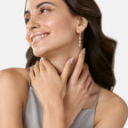 Brass 18K Rose Gold Oval Crystal Dangler Earring Pair For Women Bulk