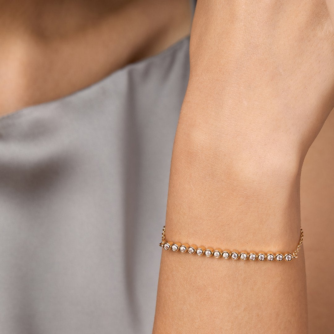 Brass 18K Rose Gold Crystal Bezel Flex Bracelet For Women Bulk