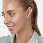 Brass 18K Rose Gold Inter Linking Crystal Studs Earring Pair Bulk