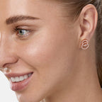 Brass 18K Rose Gold Inter Linking Crystal Studs Earring Pair Bulk