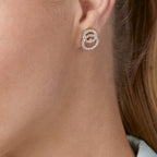Brass 18K Rose Gold Inter Linking Crystal Studs Earring Pair Bulk