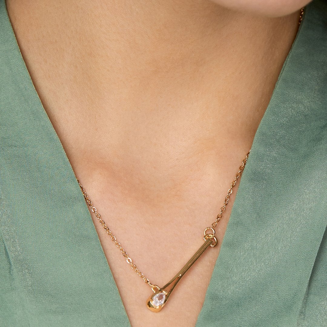 Brass 18K Rose Gold Tilting Drop Crystal Pendant For Women Bulk Secondary image