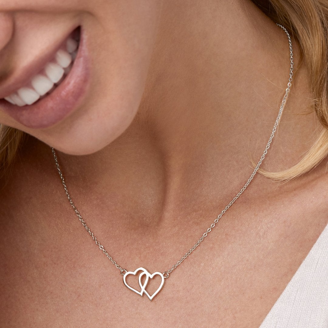 Brass 18K Rose Gold Interlocked Heart Necklace For Women Bulk