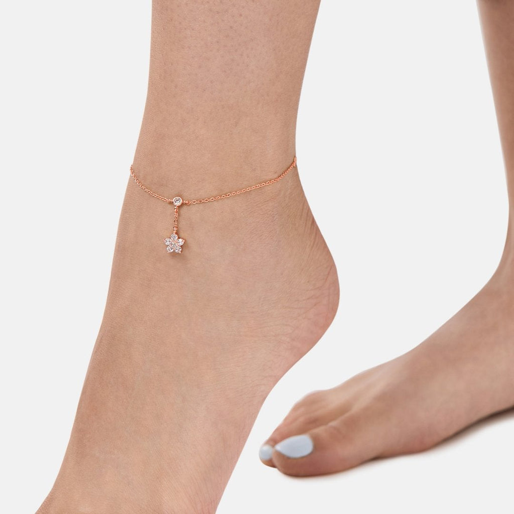 Brass 18K Rose Gold Nakshatra Chain Anklet For Women Bulk