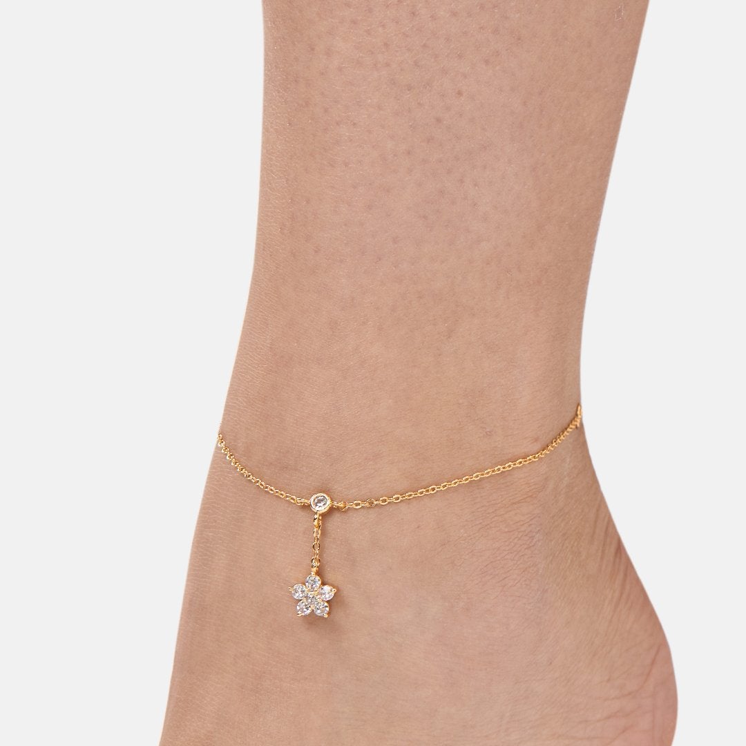 Brass 18K Rose Gold Nakshatra Chain Anklet For Women Bulk