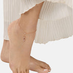 Brass 18K Rose Gold Crystal Studded Motif Chain Anklet For Women Bulk