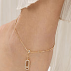 Brass 18K Rose Gold Crystal Studded Motif Chain Anklet For Women Bulk