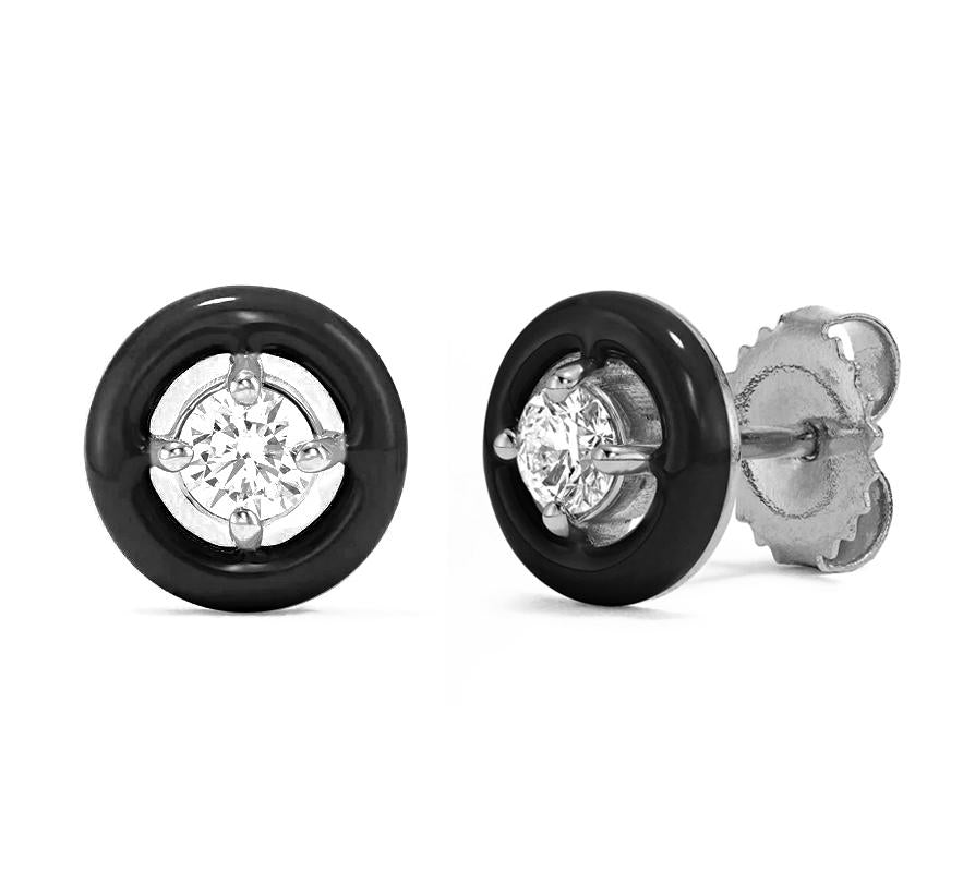 Brass 18K Rose Gold Enamel Disc Stud Earring Pair For Women Bulk