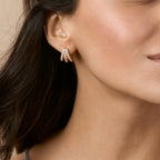 Brass 18K Rose Gold Three Way Huggie Earring Pair For Women Bulk