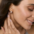 Brass 18K Rose Gold Three Way Huggie Earring Pair For Women Bulk
