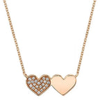 Brass 18K Rose Gold Twin Heart Chain Necklace For Women Bulk