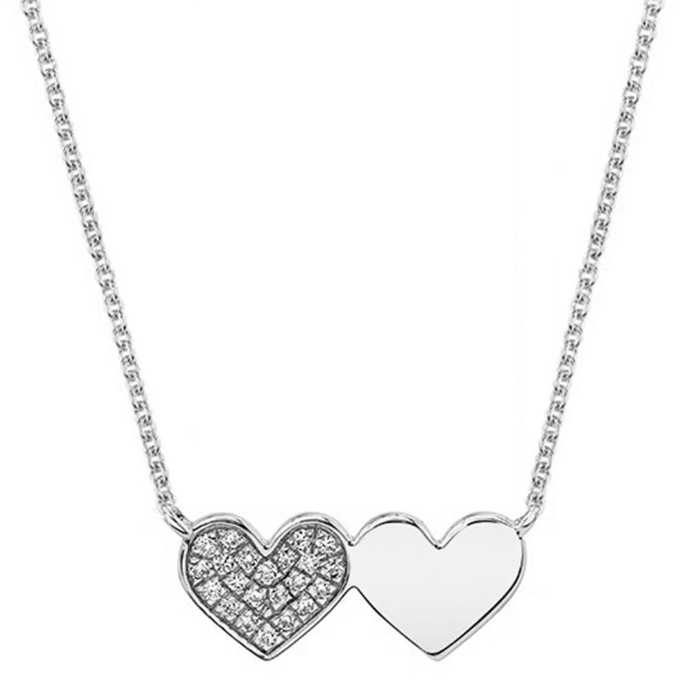 Brass 18K Rose Gold Twin Heart Chain Necklace For Women Bulk