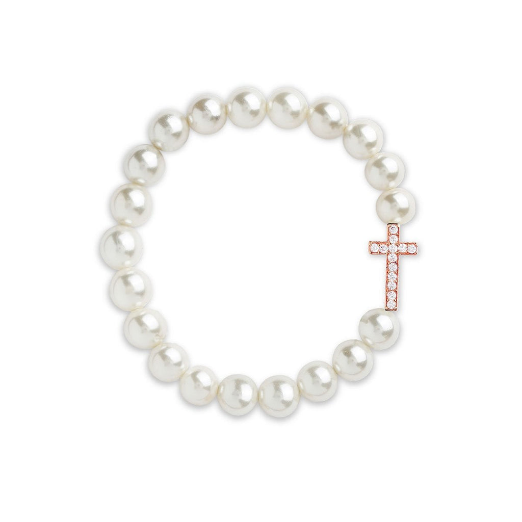 Brass 18K Crystal Studded Cross Embellishment Bracelet For Women Bulk