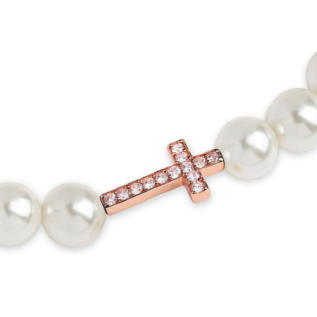 Brass 18K Crystal Studded Cross Embellishment Bracelet For Women Bulk