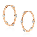 Brass Rose Gold Front Back Crystal Studded Huggie Earring Pair Bulk
