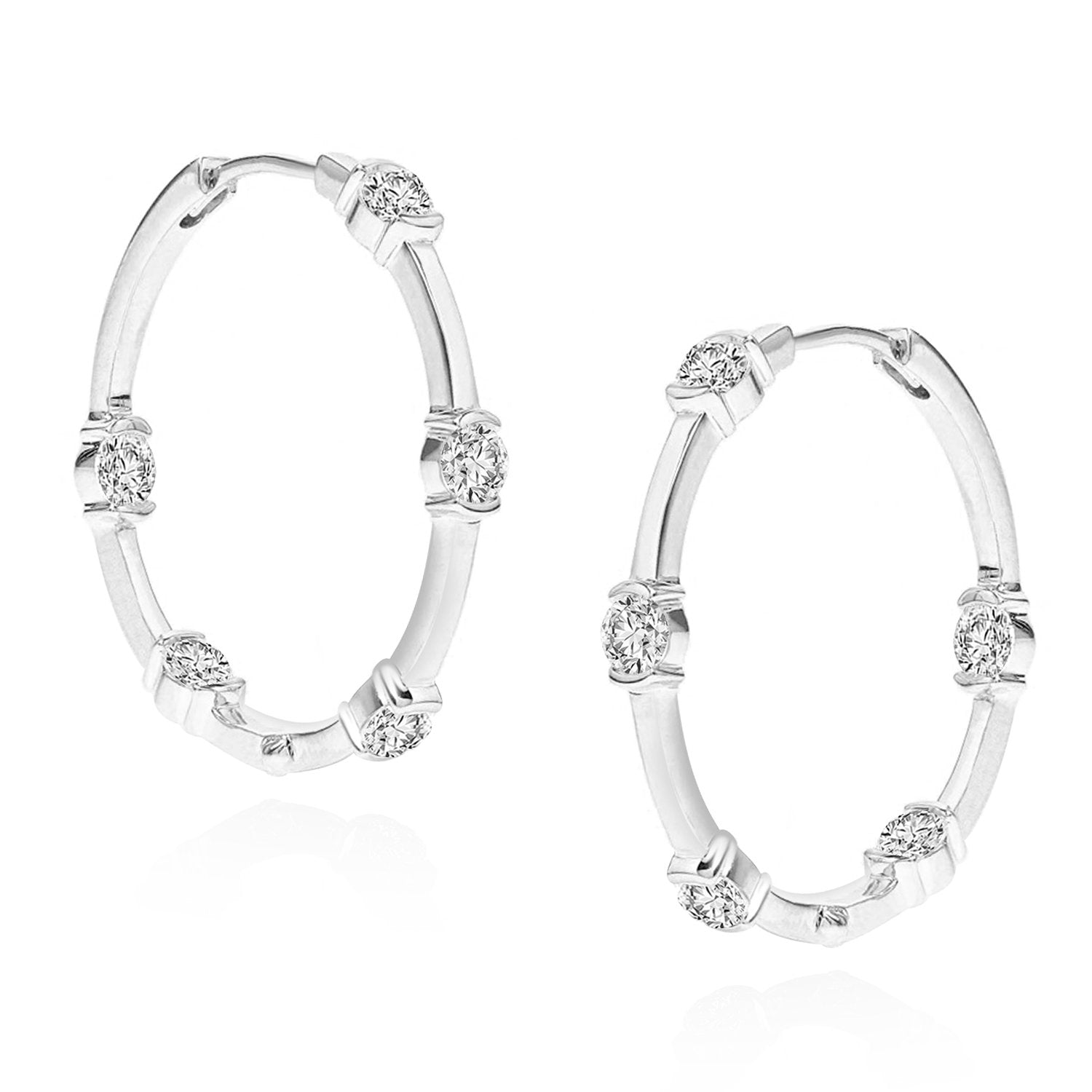 Brass Rose Gold Front Back Crystal Studded Huggie Earring Pair Bulk